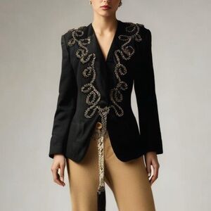 Embroidered Black Blazer